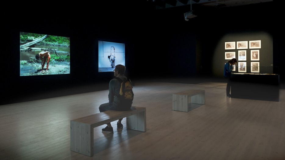 Ana Mendieta / Omsluten av tid och historia, Vy från utställningen, Bildmuseet 2017