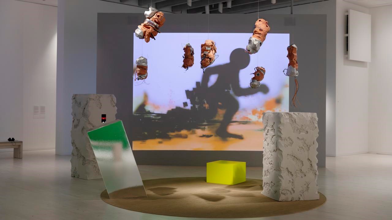 Linda Dounia Rebeiz, Unan _Pangool: Interface 1.0, 2026. Installation view, Bildmuseet.
