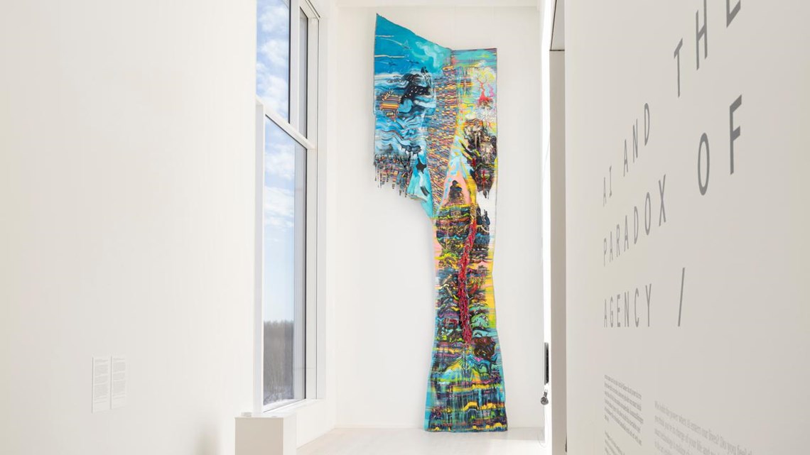 Paola Torres Núñez del Prado, Qapariq: From Awasqa Kanchik to Awasqa Kayku, 2026. Installation at Bildmuseet.