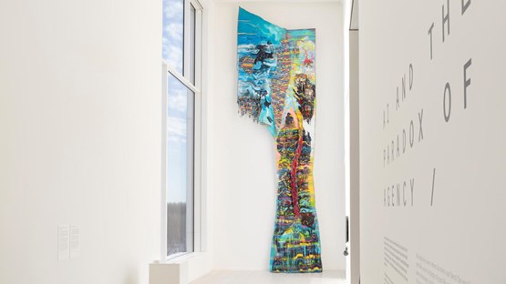 Paola Torres Núñez del Prado, Qapariq: From Awasqa Kanchik to Awasqa Kayku, 2026. Installation at Bildmuseet.