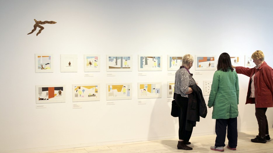 Årets svenska bilderbok / Eva Lindströms Apan och jag, Vy från utställningen, Bildmuseet, 2012