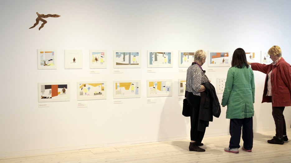 Årets svenska bilderbok / Eva Lindströms Apan och jag, Vy från utställningen, Bildmuseet, 2012