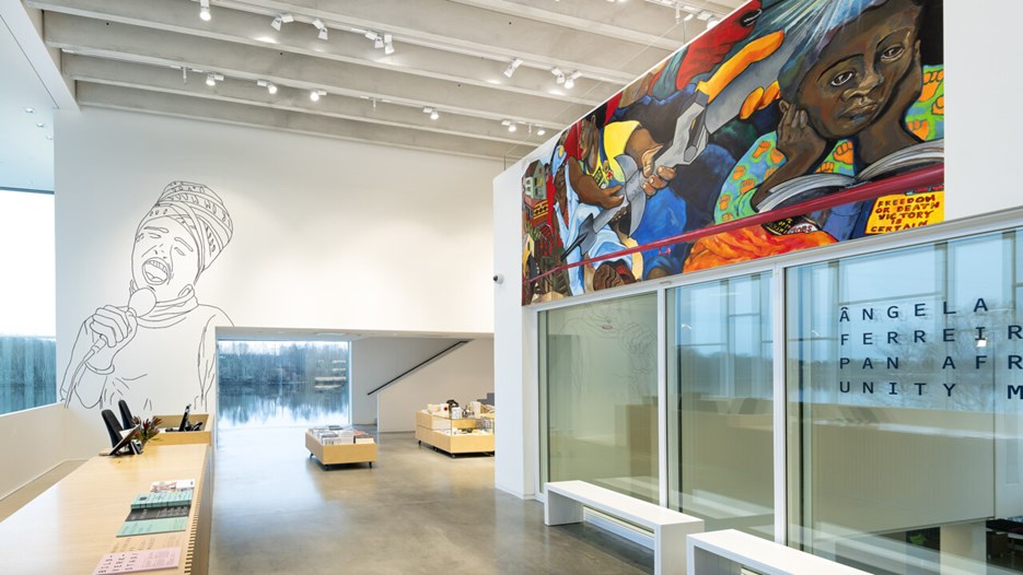 Ângela Ferreira / Pan African Unity Mural, Vy från utställningen, Bildmuseet 2018-2019