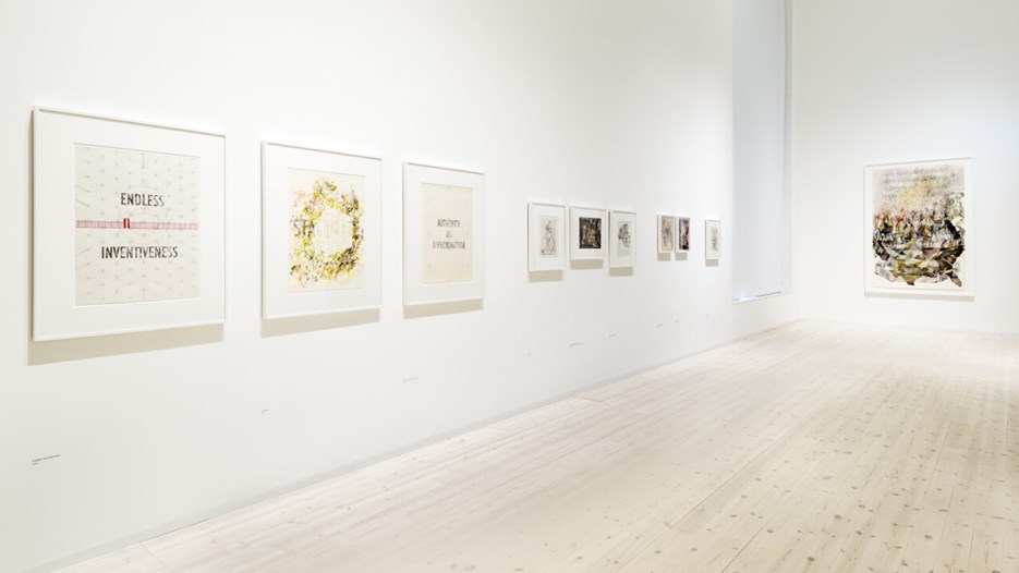 Shahzia Sikander / Parallax, Vy från utställningen, Bildmuseet 2014. Shahzia Sikander / Parallax, View from the exhibition, Bildmuseet 2014.