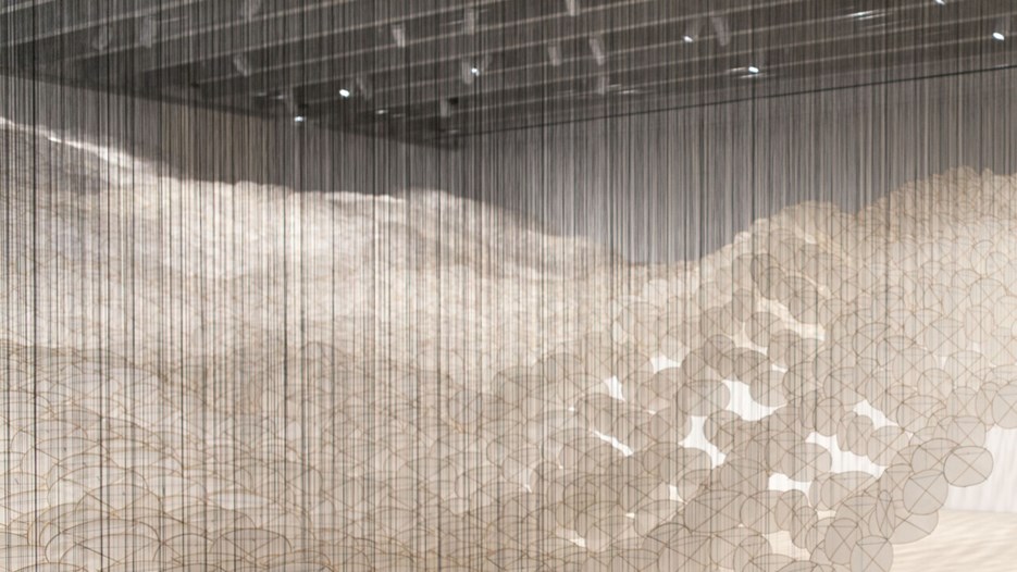 Jacob Hashimoto / Superabundant Atmosphere, Vy från utställningen, Bildmuseet, 2013. Jacob Hashimoto / Superabundant Atmosphere, View from the exhibition, Bildmuseet, 2013.