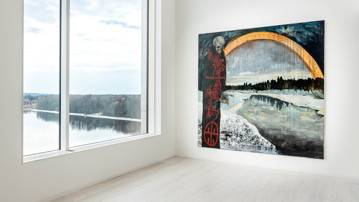 Anders Sunna, Torne STYX, 2021<br/>Vy från Bildmuseets utställning Ner till norr / Samtida konst i Arktis, 2023<br/>Foto: Mikael Lundgren