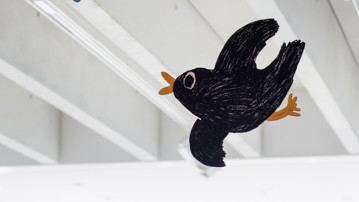 Årets svenska bilderbok / Dom som är kvar av Karin Saler och Siri Ahmed Backström, Vy från utställningen, Bildmuseet 2015. Swedish Picture Book of the Year / Dom som är kvar by Karin Saler and Siri Ahmed Backström, Exhibition view, Bildmuseet 2015