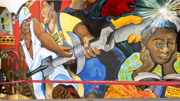 Ângela Ferreira / Pan African Unity Mural, Detalj från utställningen, Bildmuseet 2018-2019
