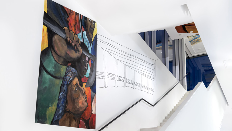Ângela Ferreira / Pan African Unity Mural, Vy från utställningen, Bildmuseet 2018-2019