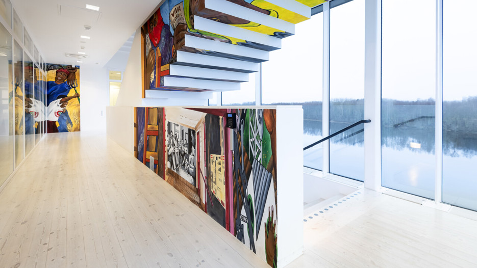 Ângela Ferreira / Pan African Unity Mural, Vy från utställningen, Bildmuseet 2018-2019