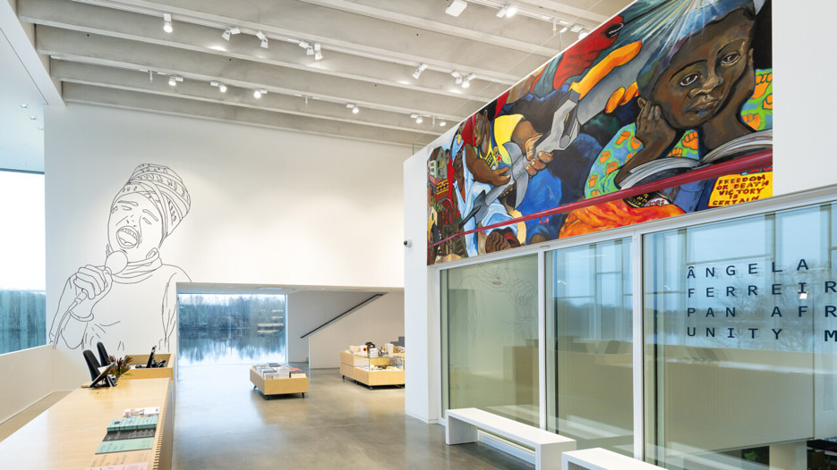Ângela Ferreira / Pan African Unity Mural, Vy från utställningen, Bildmuseet 2018-2019