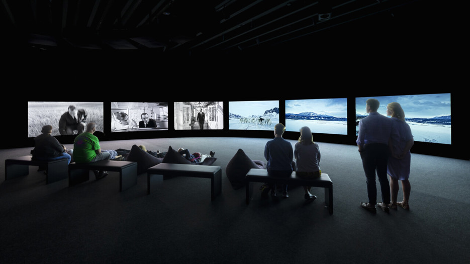 John Akomfrah / Purple, Vy från utställningen, Bildmuseet 2018