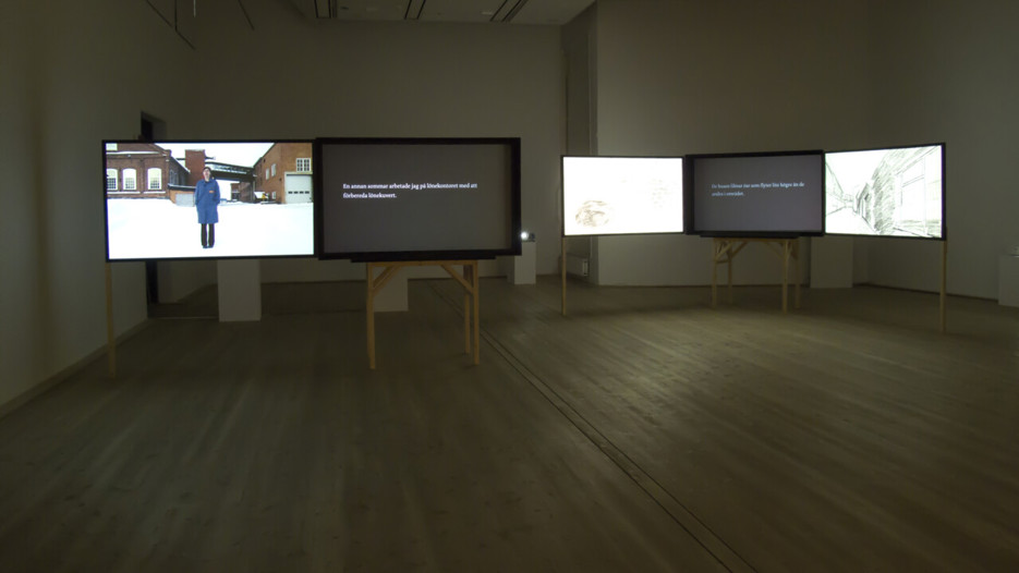 Sara Jordenö / Diamond People – Instructions for a Film, Vy från utställningen, Bildmuseet 2010-2011. Sara Jordenö / Diamond People – Instructions for a Film, View from the exhibition, Bildmuseet 2010-2011.