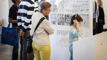 Serier från norr, Vy från utställningen, Bildmuseet 2013. Comics of the North, View from the exhibition, Bildmuseet 2013.