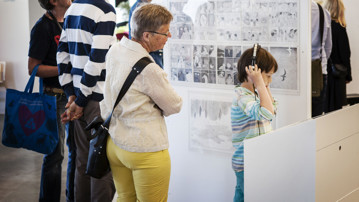 Serier från norr, Vy från utställningen, Bildmuseet 2013. Comics of the North, View from the exhibition, Bildmuseet 2013.